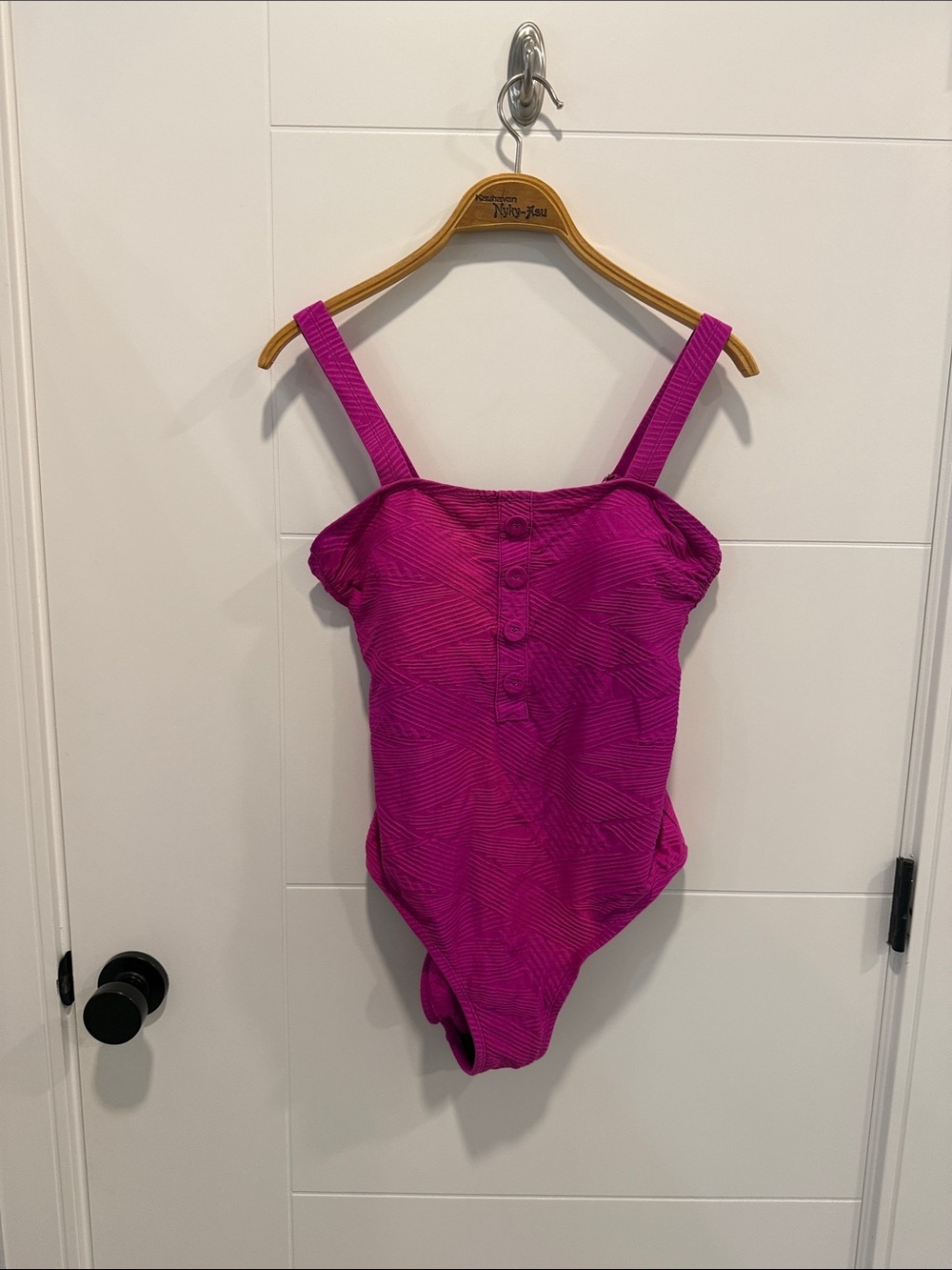 Magenta Textured One-Piece Swimsuit size 10